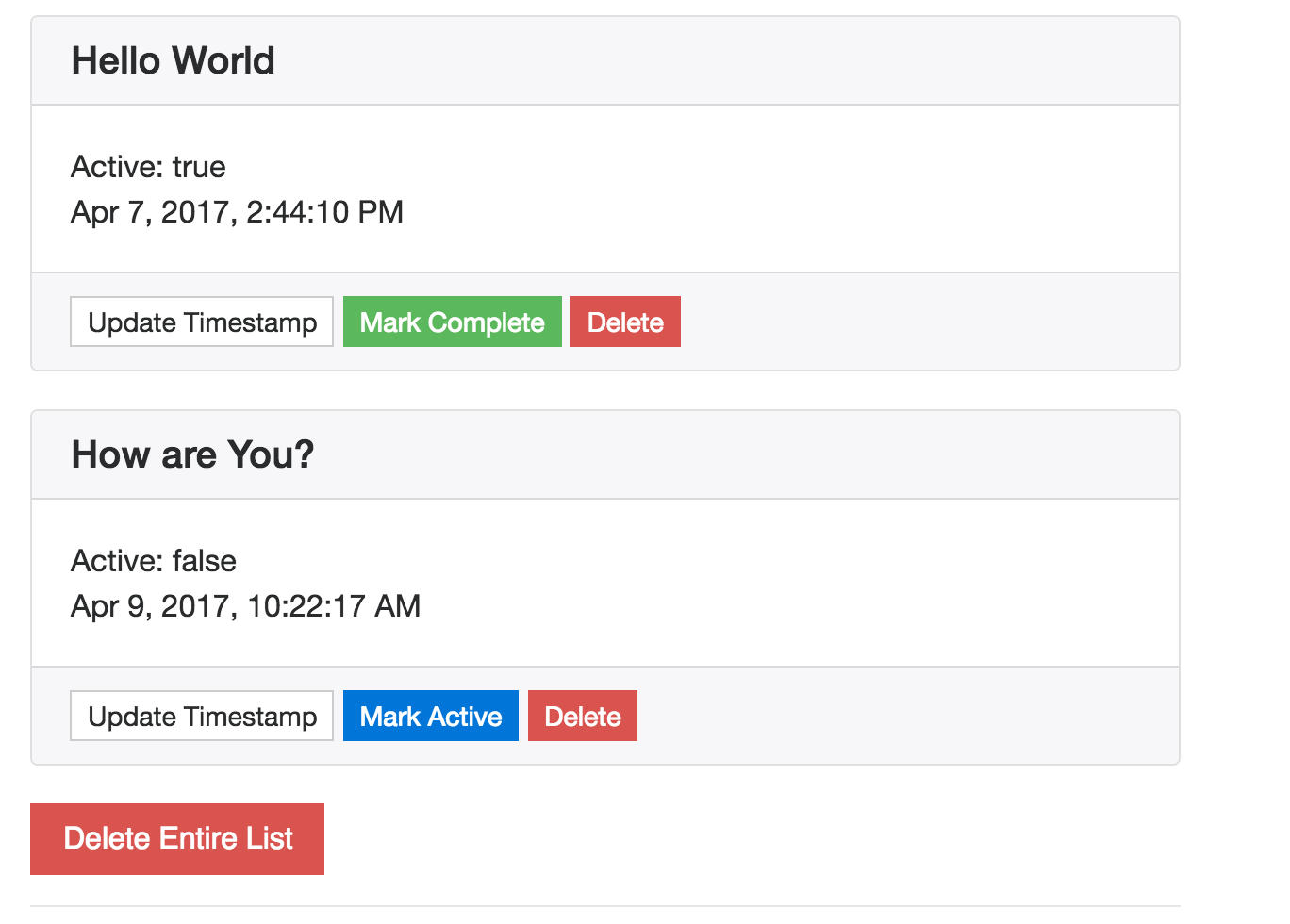 firestarter demo app crud items with nosql