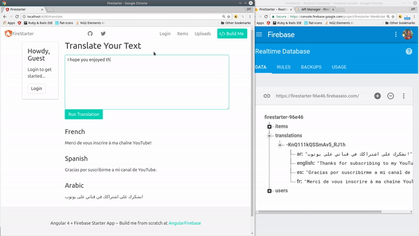 Final translation microservice with Firebase Cloud Functions